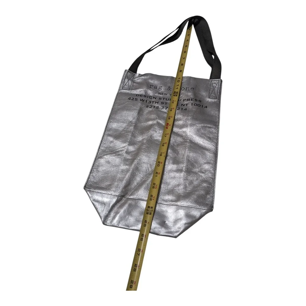 Rag & Bone Silver Metallic Tote Bag Shopper Carry All‎